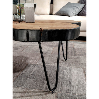 Nancy's Cando Salontafel - Koffietafel - Massief Hout - Acacia - Boomstam - Bruin - Metaal -  115 x 70 x 40 cm