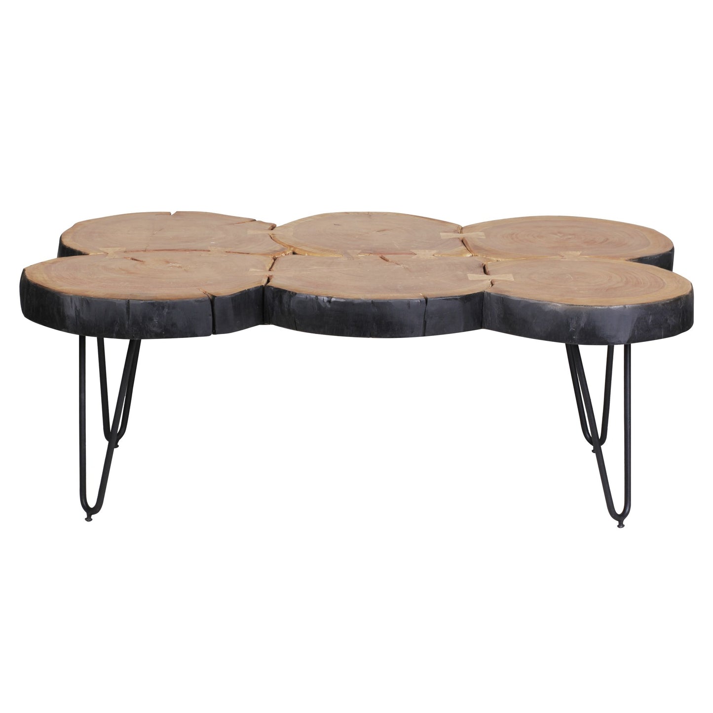 Nancy's Cando Salontafel - Koffietafel - Massief Hout - Acacia - Boomstam - Bruin - Metaal -  115 x 70 x 40 cm
