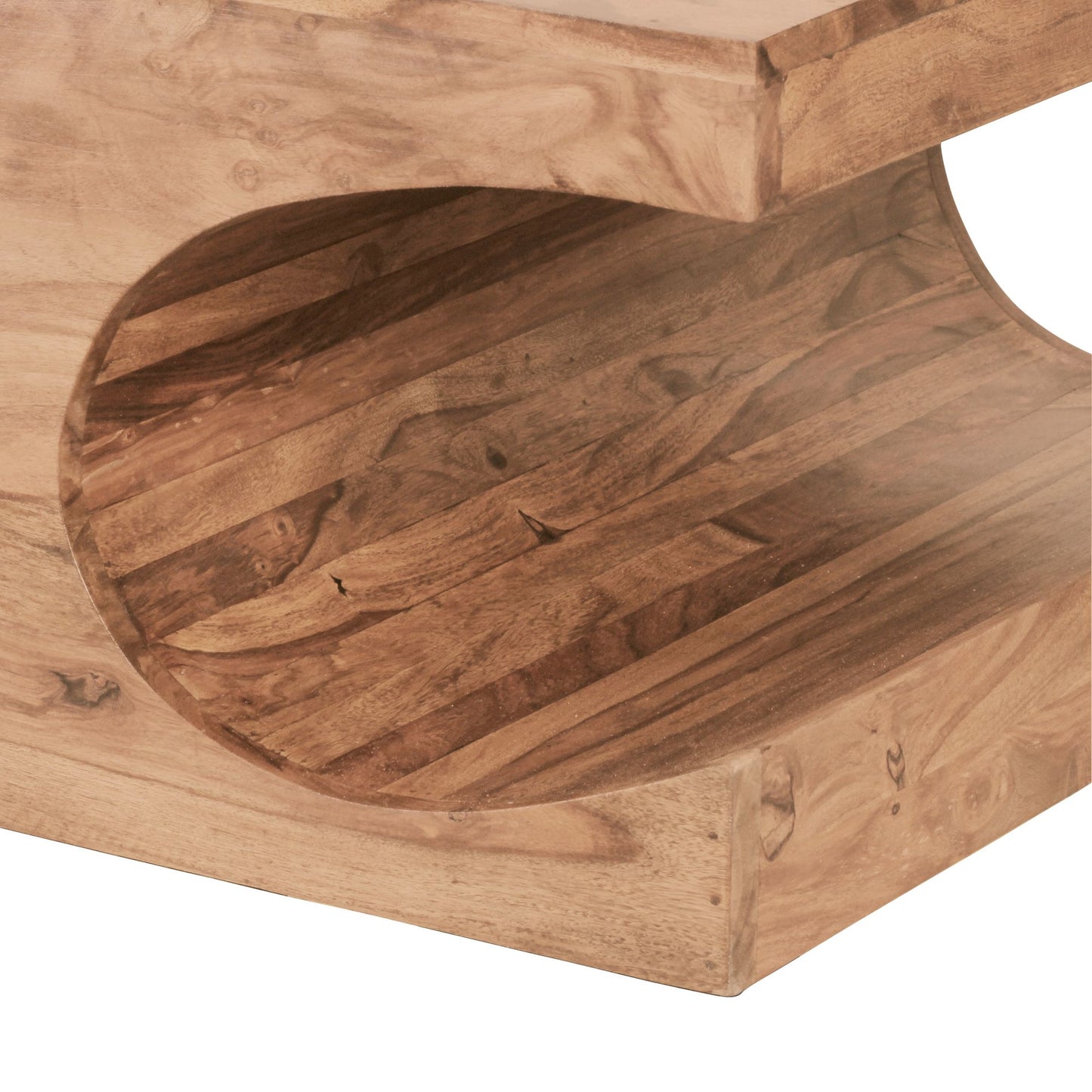 Table basse Reston de Nancy - Table basse en bois massif - Compartiments de rangement - Bois d'acacia - Marron