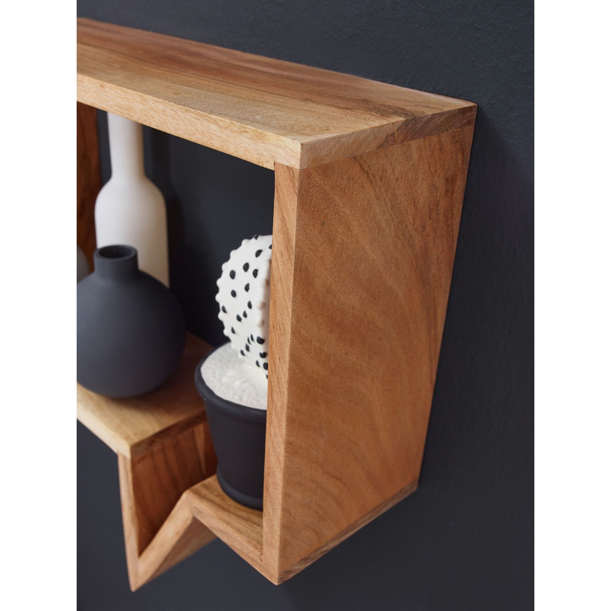 Nancy's Spraakballon Wandplanken - Set van 2 - Boekenplanken - Decoratieplank - Wandplank - Massief Sheesham Hout - Bruin