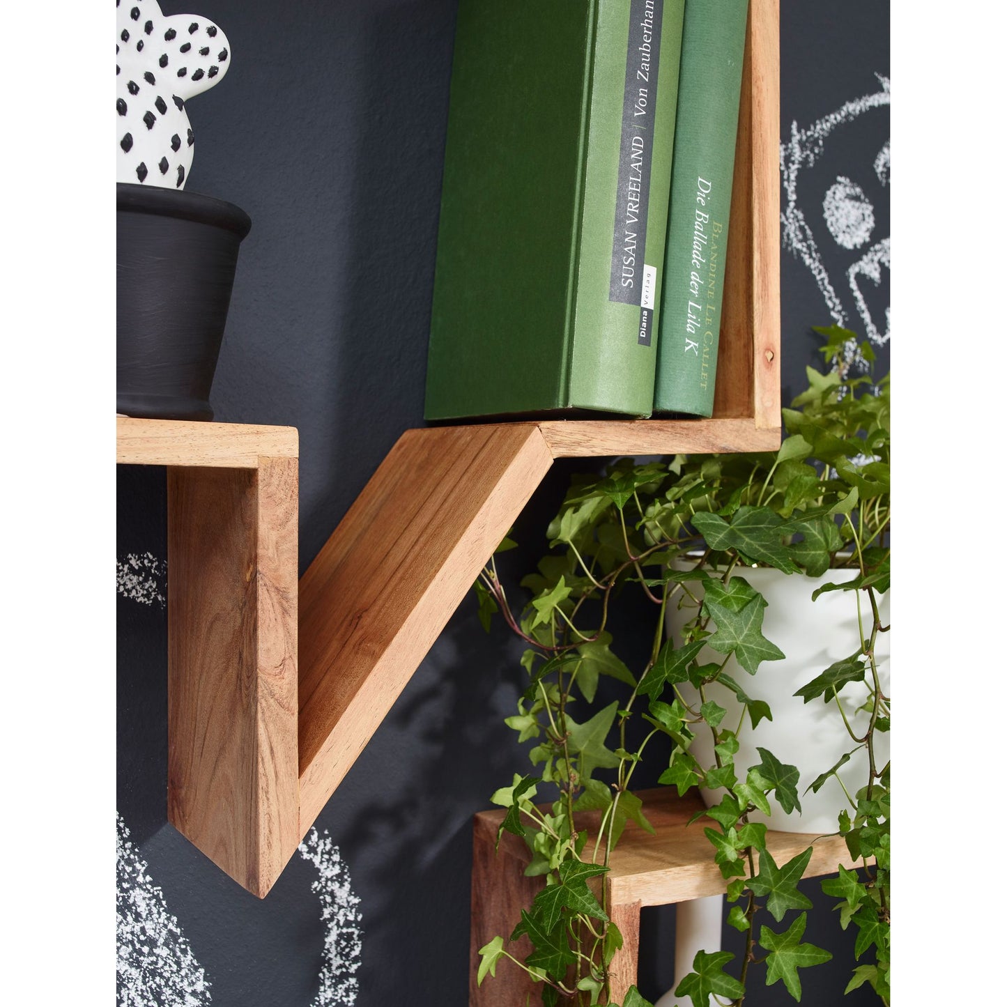 Nancy's Spraakballon Wandplanken - Set van 2 - Boekenplanken - Decoratieplank - Wandplank - Massief Sheesham Hout - Bruin