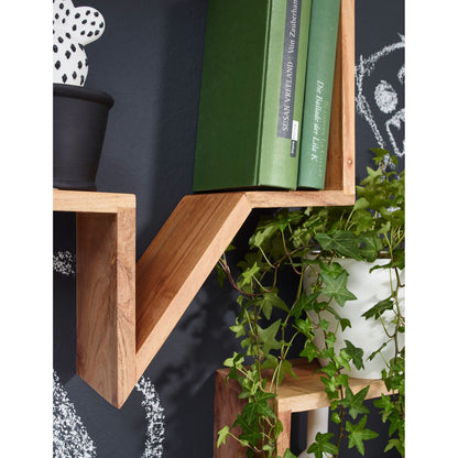 Nancy's Spraakballon Wandplanken - Set van 2 - Boekenplanken - Decoratieplank - Wandplank - Massief Sheesham Hout - Bruin
