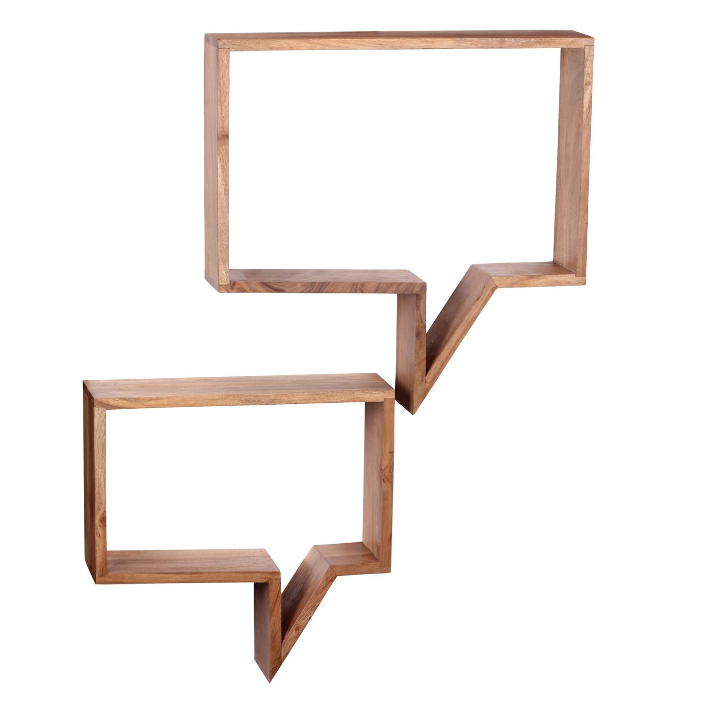 Nancy's Spraakballon Wandplanken - Set van 2 - Boekenplanken - Decoratieplank - Wandplank - Massief Sheesham Hout - Bruin