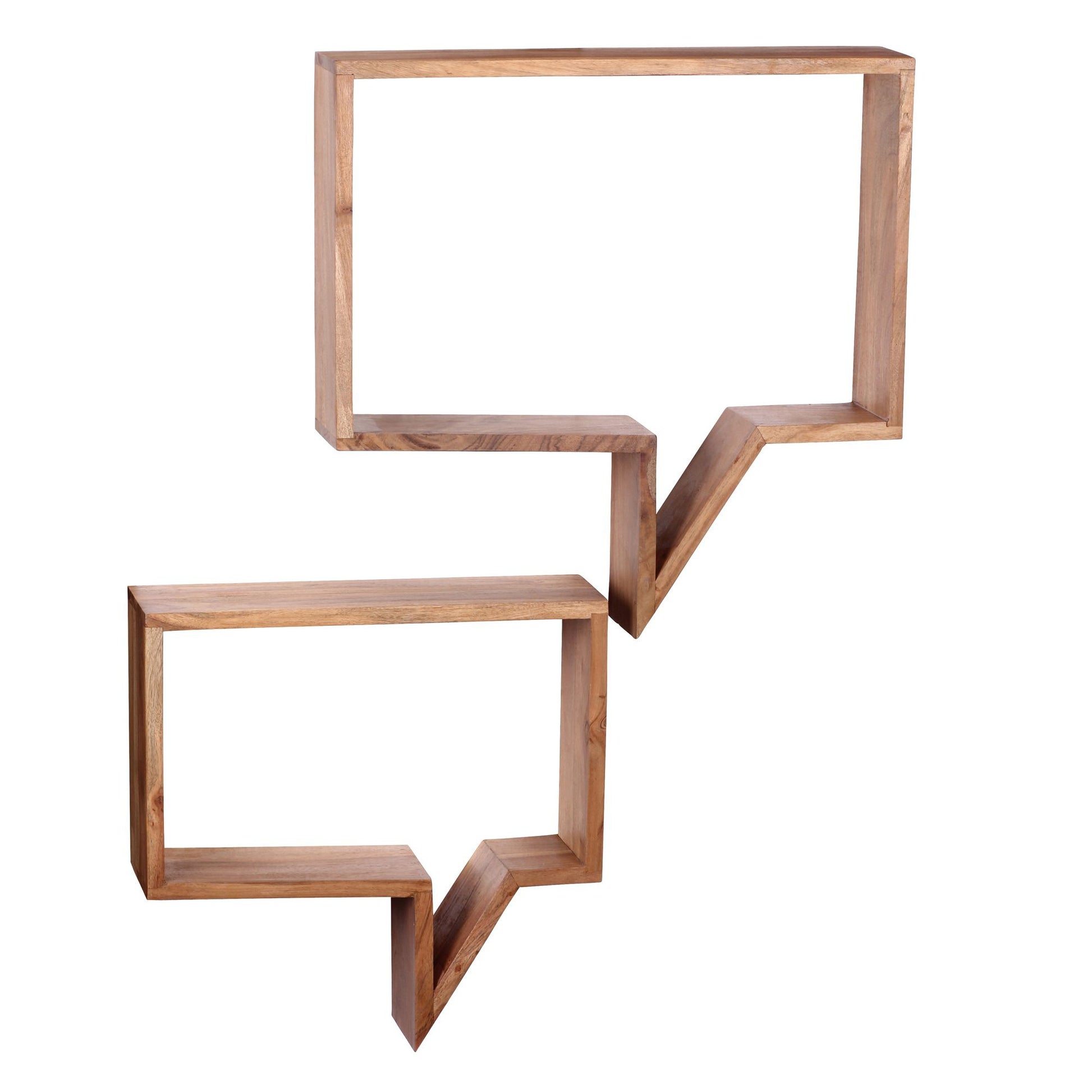 Nancy's Spraakballon Wandplanken - Set van 2 - Boekenplanken - Decoratieplank - Wandplank - Massief Sheesham Hout - Bruin