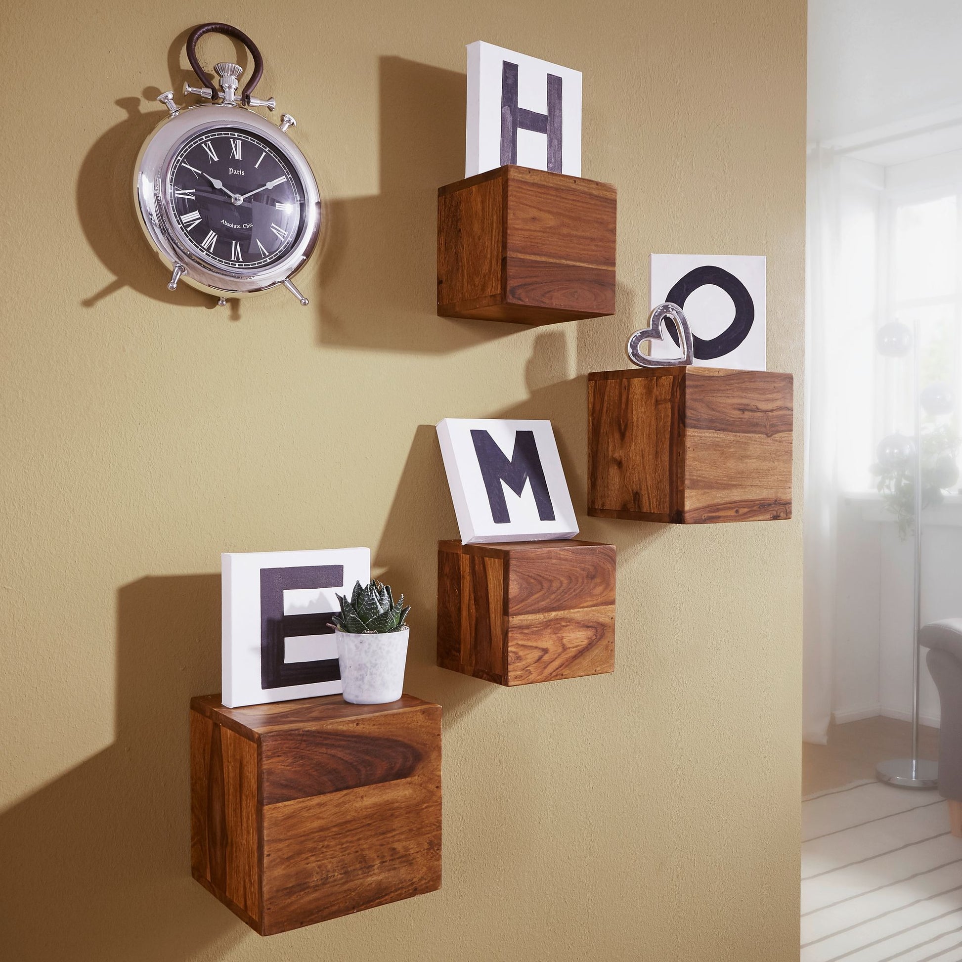 Nancy's Jericho Wandplanken Set Van 4 - Wandblokken - Massief Sheeshamhout - Verschillende afmetingen