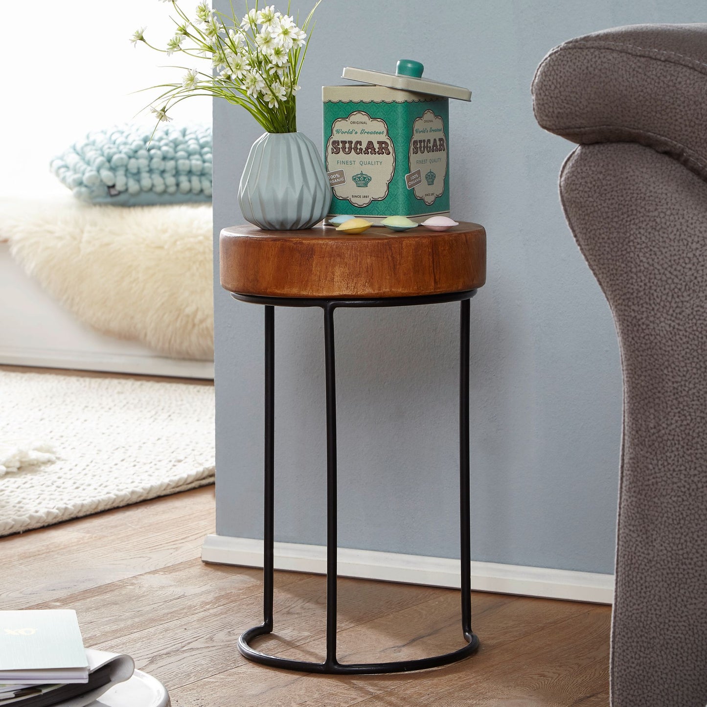 Table d'appoint Bemidji de Nancy - Table d'appoint en bois massif - Table d'appoint - Table basse - 28 cm - Sheesham