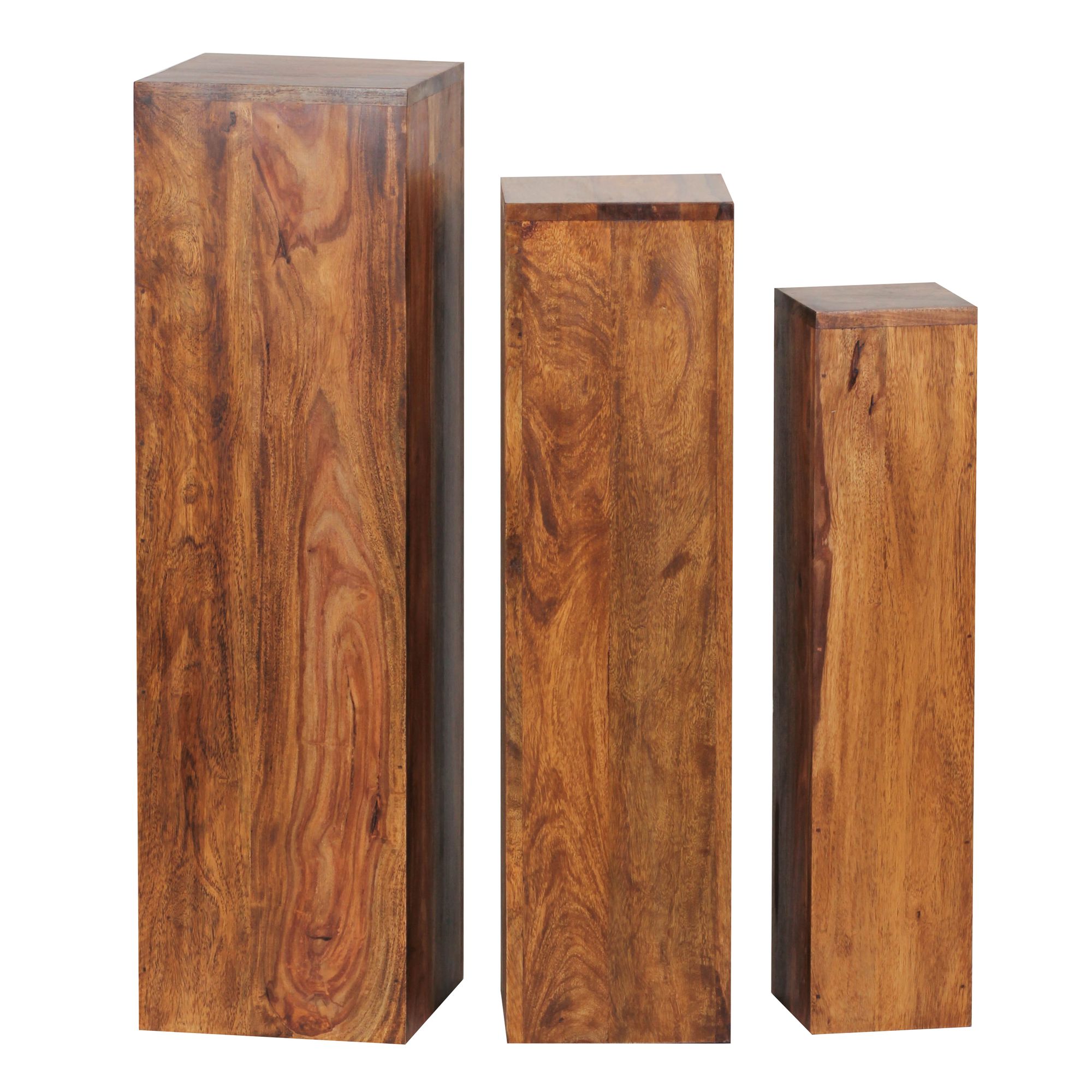 Nancy's Wauchula Side Tables - Set Of 3 - Solid Wood - Sheesham - Pillars - Decoration - 24.5 x 85 x 24.5 cm