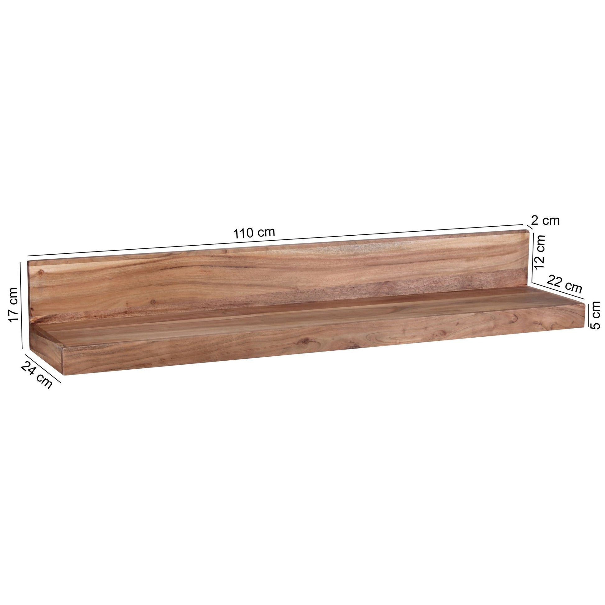 Nancy's Pipestone Wandplank - Massief Houten Wandplank - Boekenplank - Massief Acacia - Bruin - 110 cm