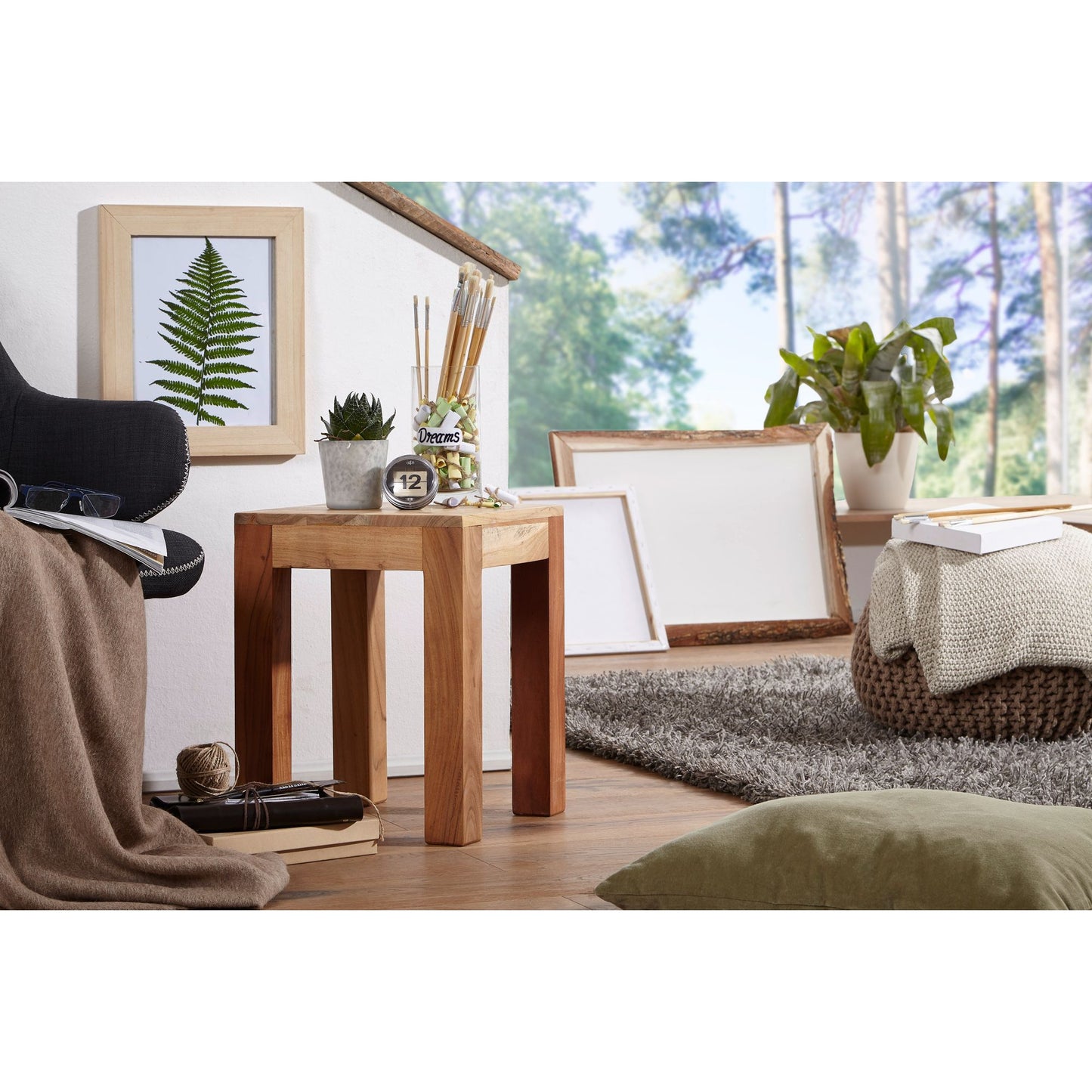 Nancy's Allouez Bijzettafel -  Sheesham/Acacia Hout - Salontafel - Bijzettafels - 35 x 35 x 45 cm