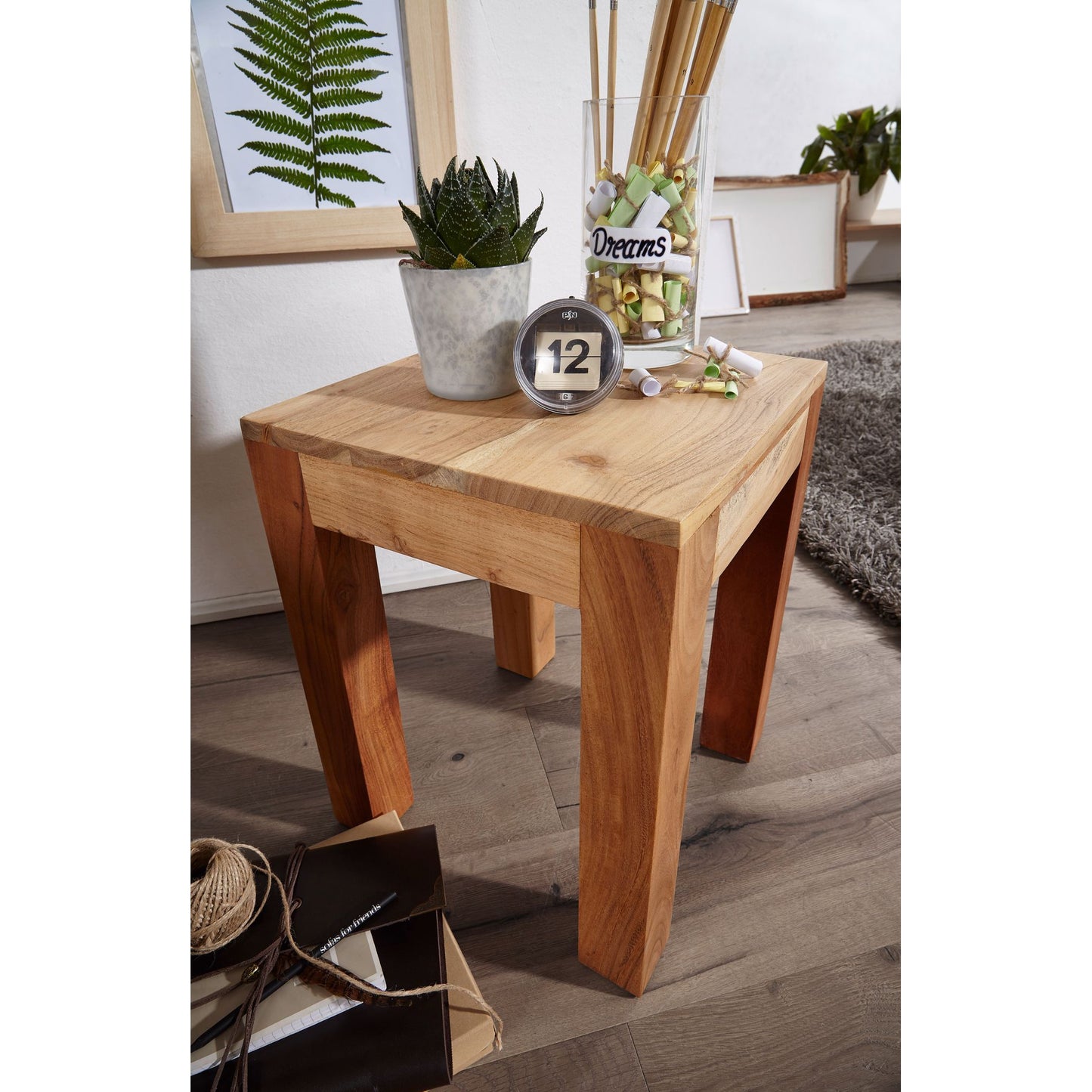 Nancy's Allouez Bijzettafel -  Sheesham/Acacia Hout - Salontafel - Bijzettafels - 35 x 35 x 45 cm
