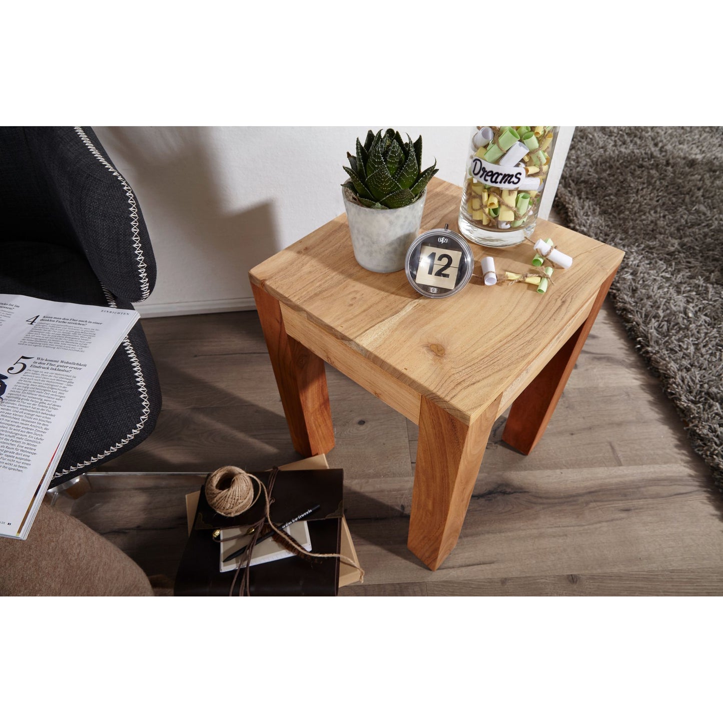 Nancy's Allouez Bijzettafel -  Sheesham/Acacia Hout - Salontafel - Bijzettafels - 35 x 35 x 45 cm