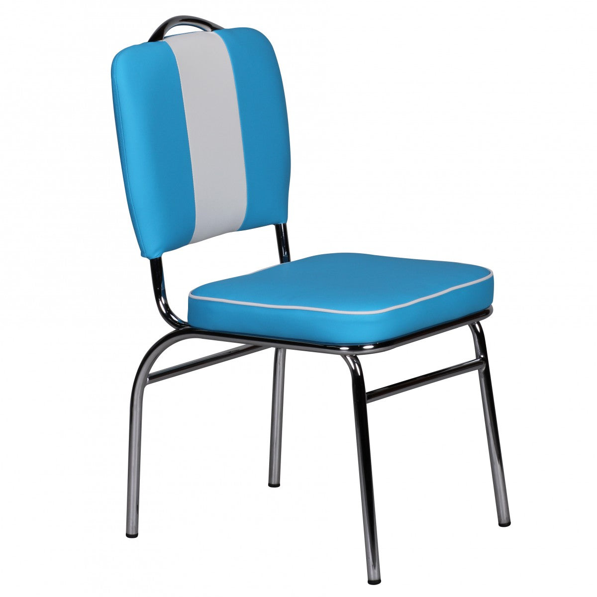 Chaise de salle à manger rétro de Nancy - Chaises de salle à manger - Chaises de salle à manger - Chrome - Simili cuir - Bleu - Blanc - Noir 