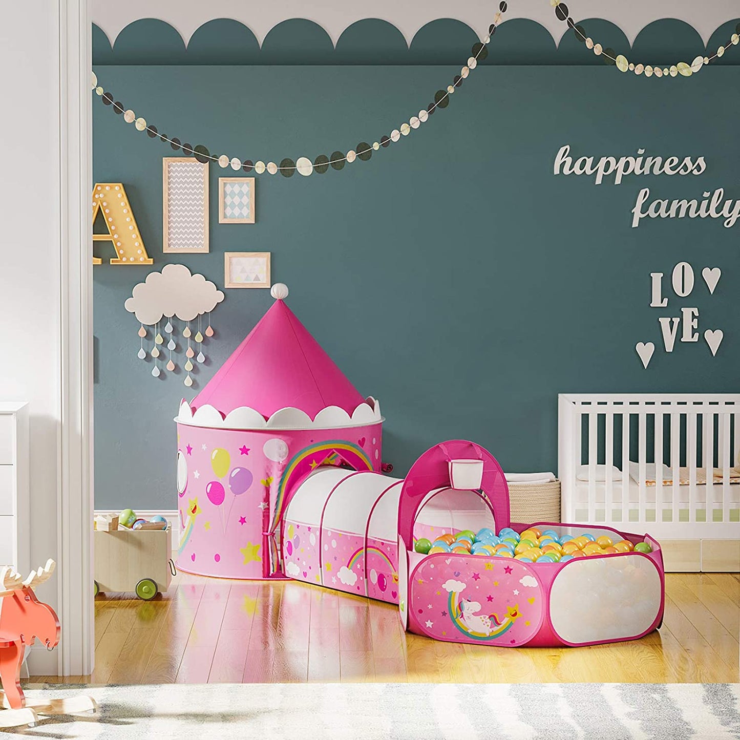 Nancy’s Forest Hill 3-in-1 Speeltent voor Kinderen - Speelhuis - Pop-up Speeltent - Indoor & Outdoor - Roze met Animaties