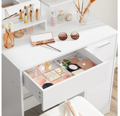 Nancy's Bryants Cove Kaptafel met Spiegel - Make-up Tafel - Wit - ± 80 x 40 x 130 cm
