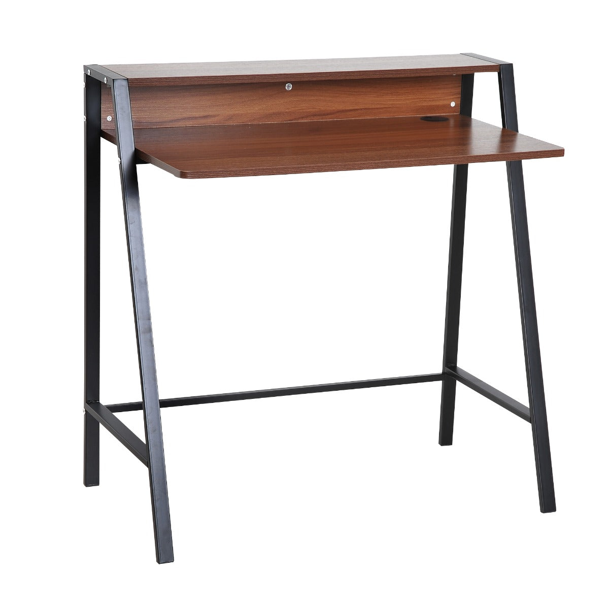 Nancy's West Bend Bureau - Kantoortafel - Computertafel - Laptoptafel- Walnoot / Zwart - ± 85 x 45 x 85 cm
