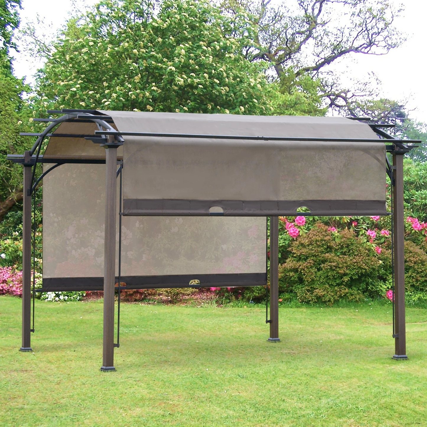 Nancy's Apalachicola Pavilion - Pergola - Steel - UV-resistant - Coffee brown - ± 350 x 350 cm