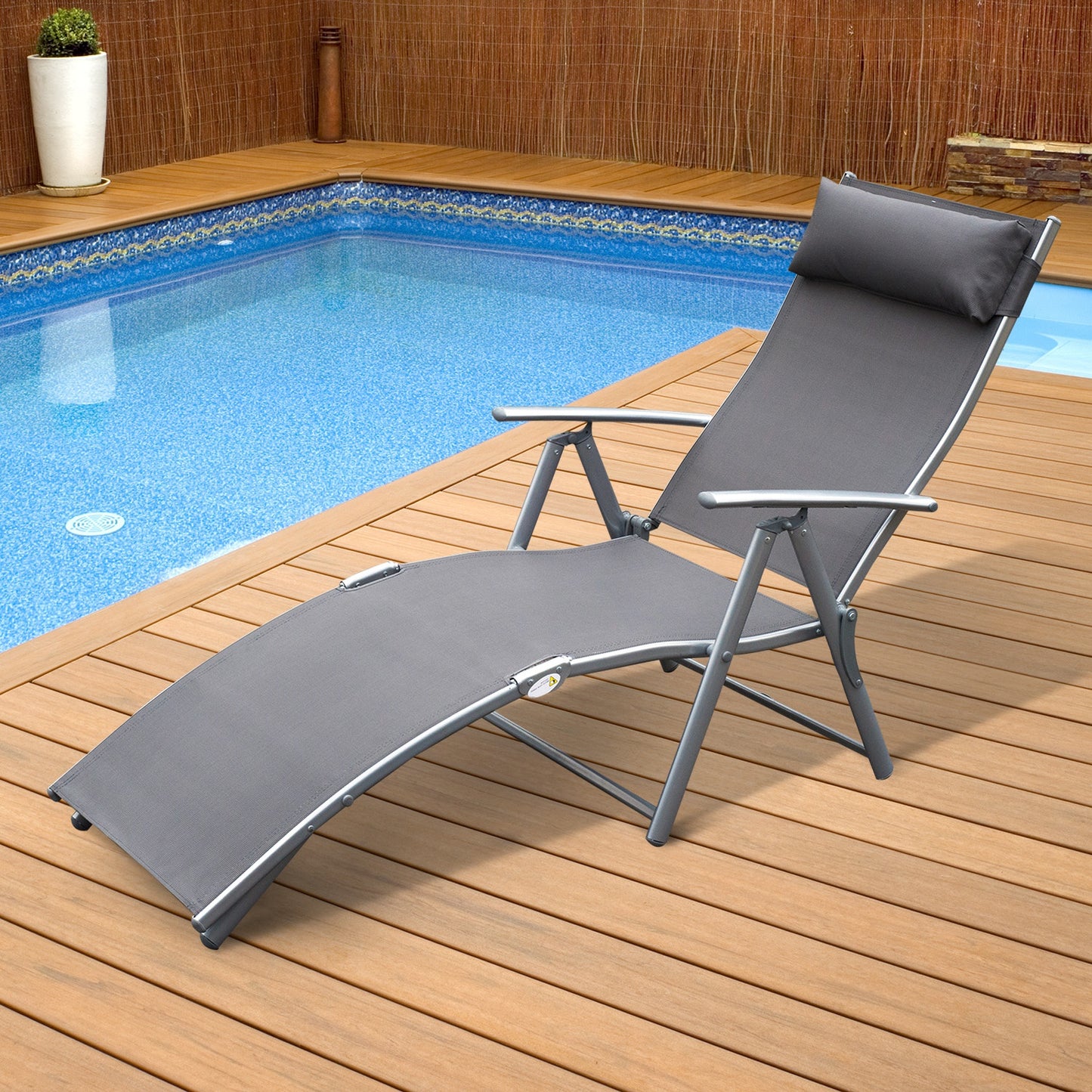 Nancy's Tustin Lounger - Garden chair - Lounge chair - Cushion - Foldable - Gray - Metal - Textile