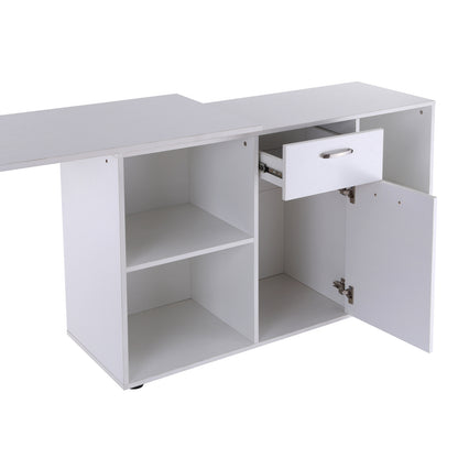 Nancy's Wheeling Hoekbureau - Bureau - Computrertafel - MDF - Wit - 120 x 50 x 76 cm - Opslagruimte - Lades