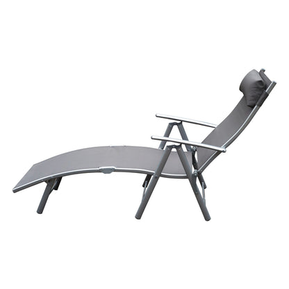 Nancy's Tustin Lounger - Chaise de jardin - Chaise longue - Coussin - Pliable - Gris - Métal - Textile