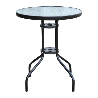 Table de jardin Nancy's Upland - Table en verre - Table de bistro - Table de balcon - Noir - Métal - Verre de sécurité - 60 x 70 cm