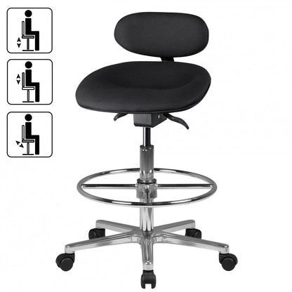 Nancy's Olathe Adjustable Stool - Swivel Stool - Work Stool - Swivel Stool - Fabric Upholstery - Height Adjustable Stool - Black