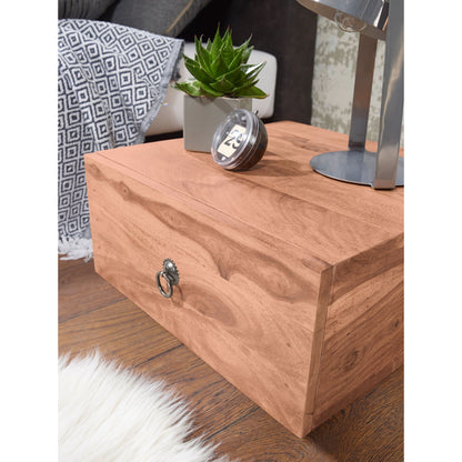 Table de chevet Laramie de Nancy - Table de chevet en bois massif d'acacia - Tables de chevet - Tiroir - 25 cm de haut