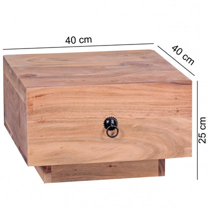 Table de chevet Laramie de Nancy - Table de chevet en bois massif d'acacia - Tables de chevet - Tiroir - 25 cm de haut