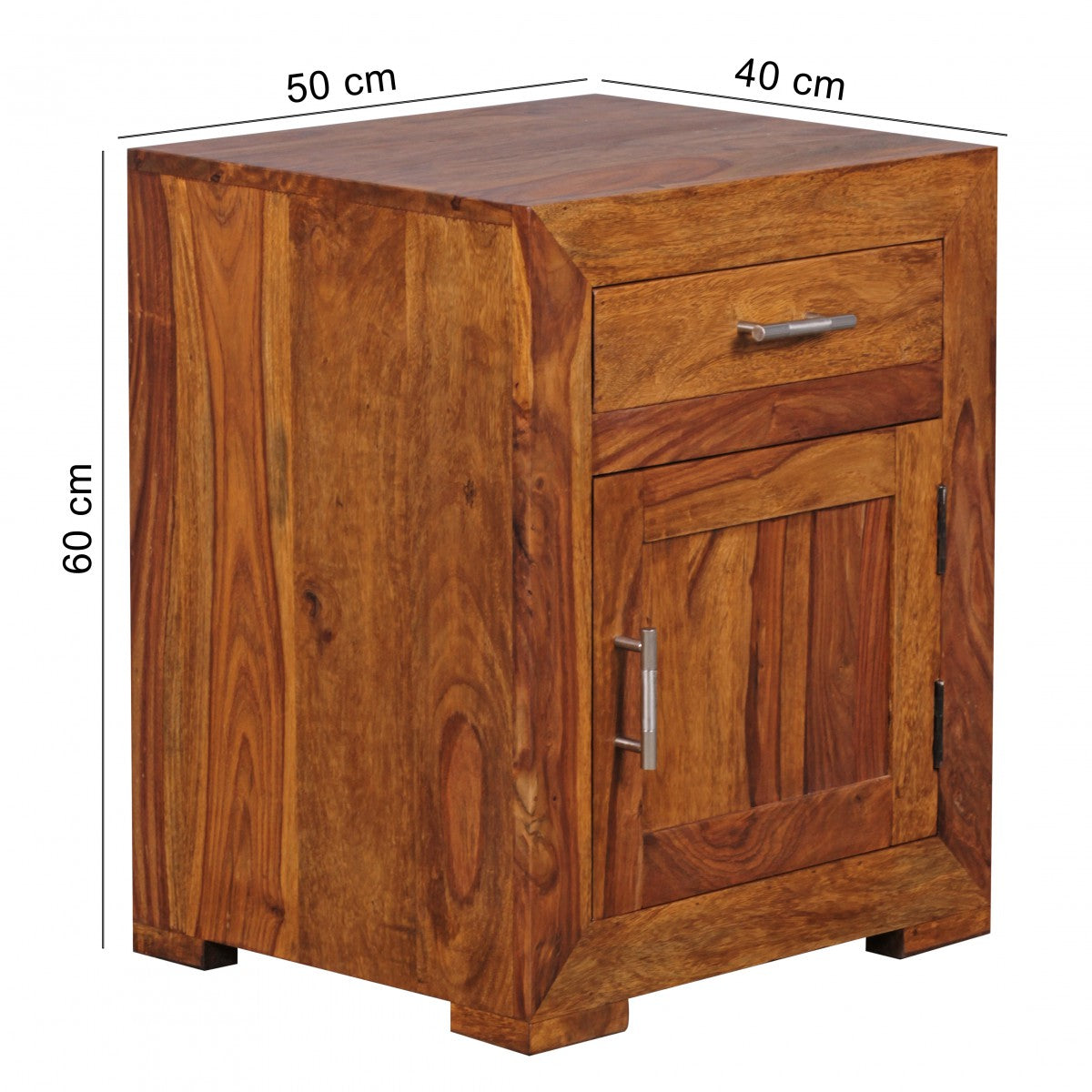 Nancy's Roseburg Bedside Table - Solid Wood Bedside Table - Sheesham - Drawer - Door - Bedside Tables