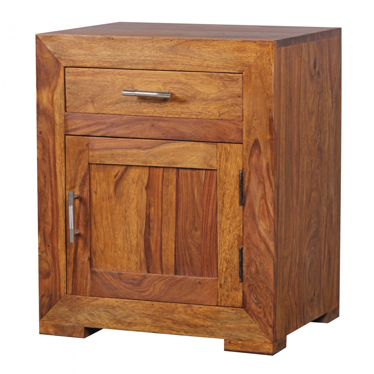 Table de chevet Roseburg de Nancy - Table de chevet en bois massif - Sheesham - Tiroir - Porte - Tables de chevet