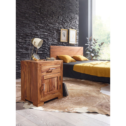 Nancy's Roseburg Bedside Table - Solid Wood Bedside Table - Sheesham - Drawer - Door - Bedside Tables