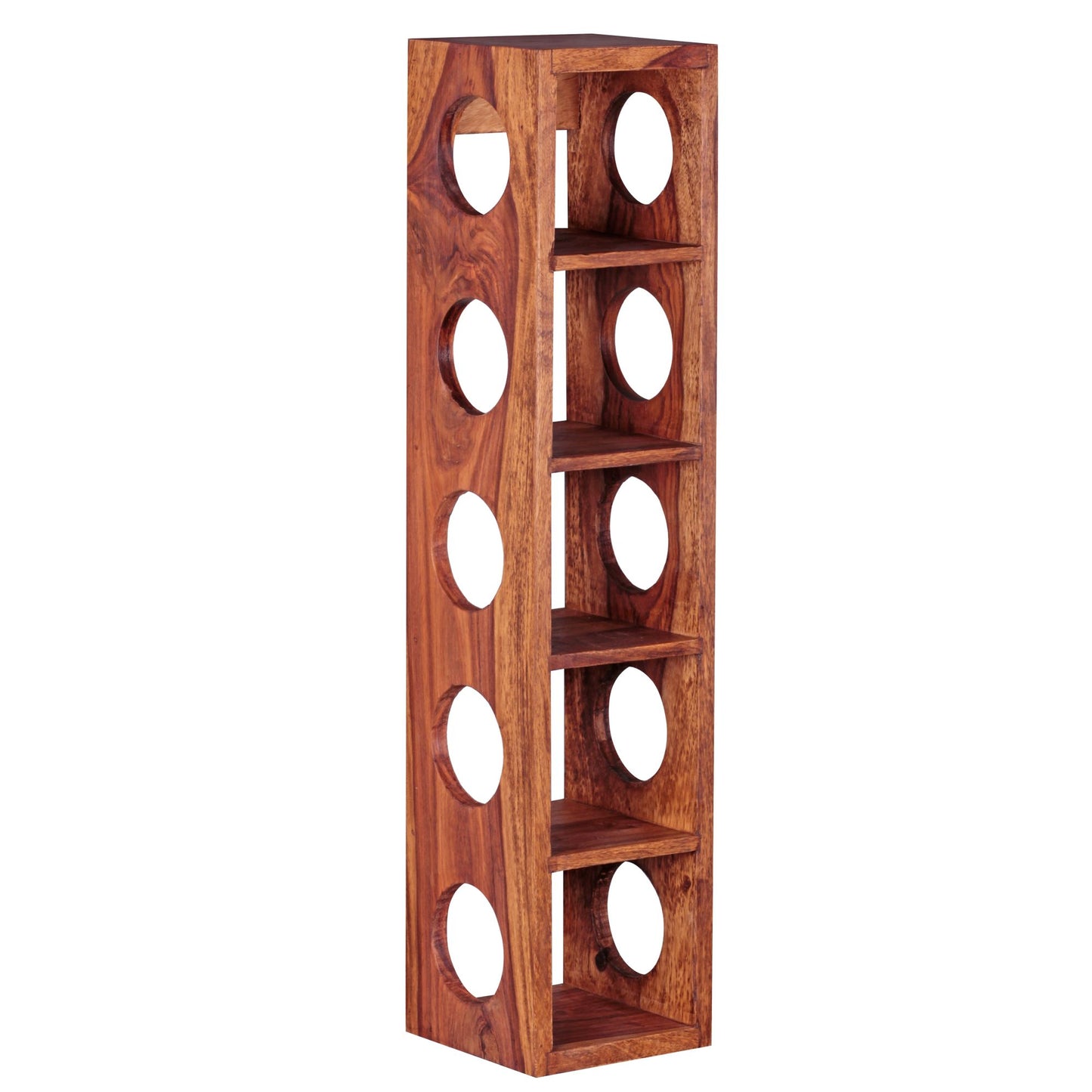 Casier à vin en bois massif de Nancy - Bois massif - Acacia - Sheesham - 5 bouteilles - 70cm - Porte-vin