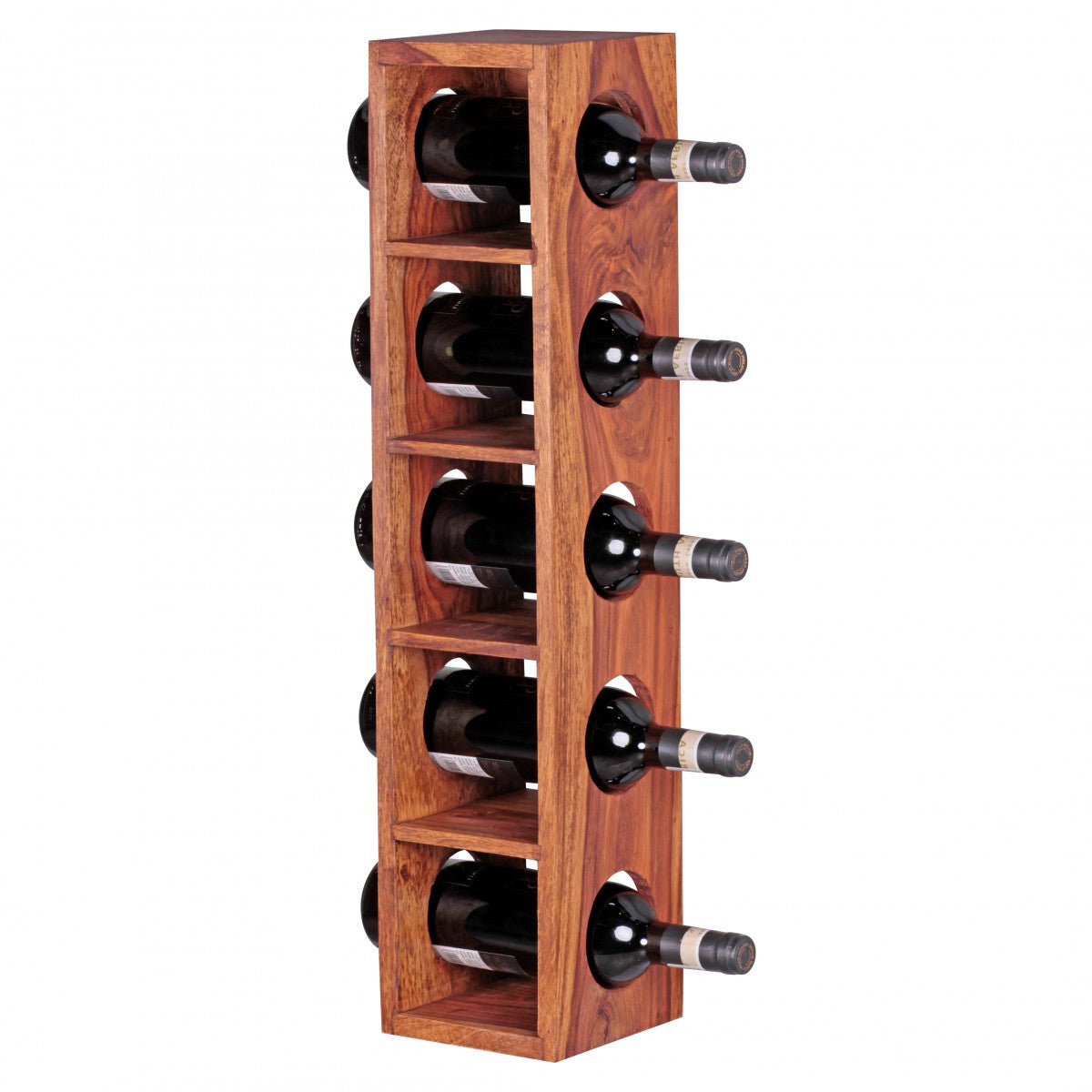 Casier à vin en bois massif de Nancy - Bois massif - Acacia - Sheesham - 5 bouteilles - 70cm - Porte-vin