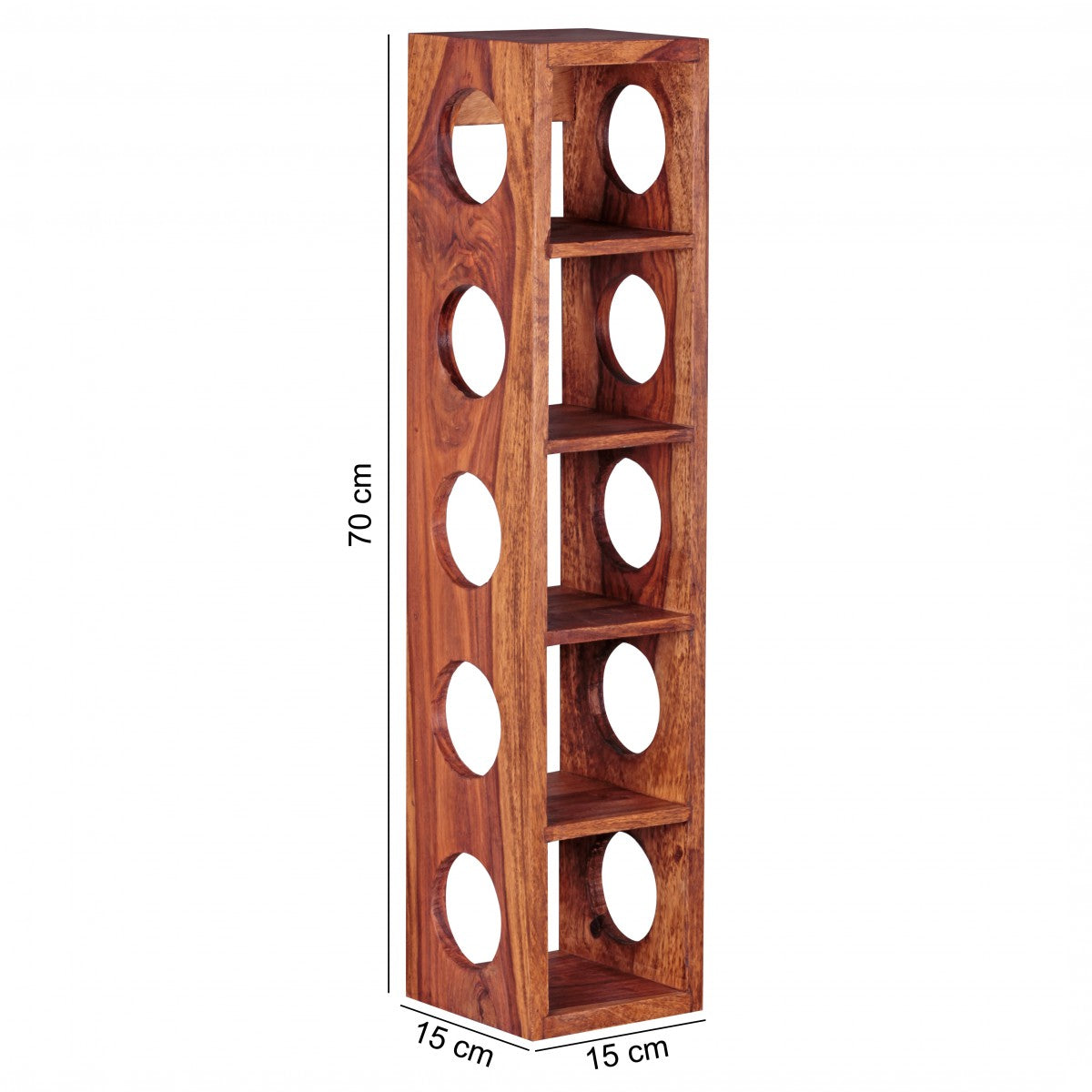 Casier à vin en bois massif de Nancy - Bois massif - Acacia - Sheesham - 5 bouteilles - 70cm - Porte-vin
