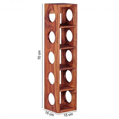 Casier à vin en bois massif de Nancy - Bois massif - Acacia - Sheesham - 5 bouteilles - 70cm - Porte-vin