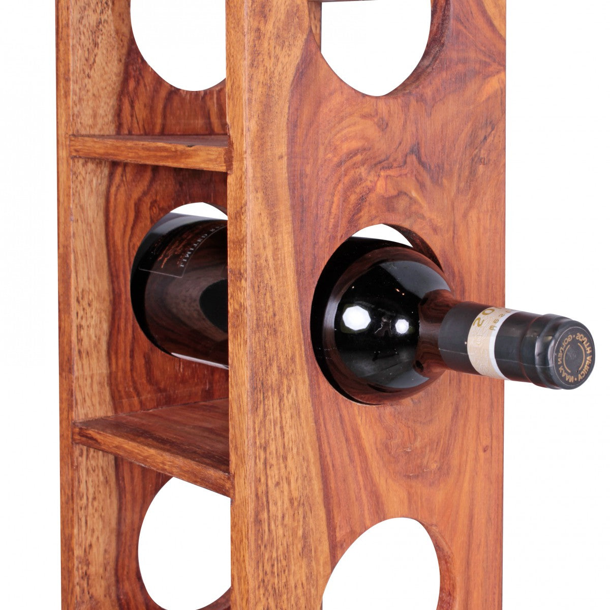 Casier à vin en bois massif de Nancy - Bois massif - Acacia - Sheesham - 5 bouteilles - 70cm - Porte-vin