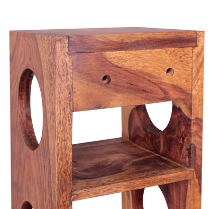 Casier à vin en bois massif de Nancy - Bois massif - Acacia - Sheesham - 5 bouteilles - 70cm - Porte-vin