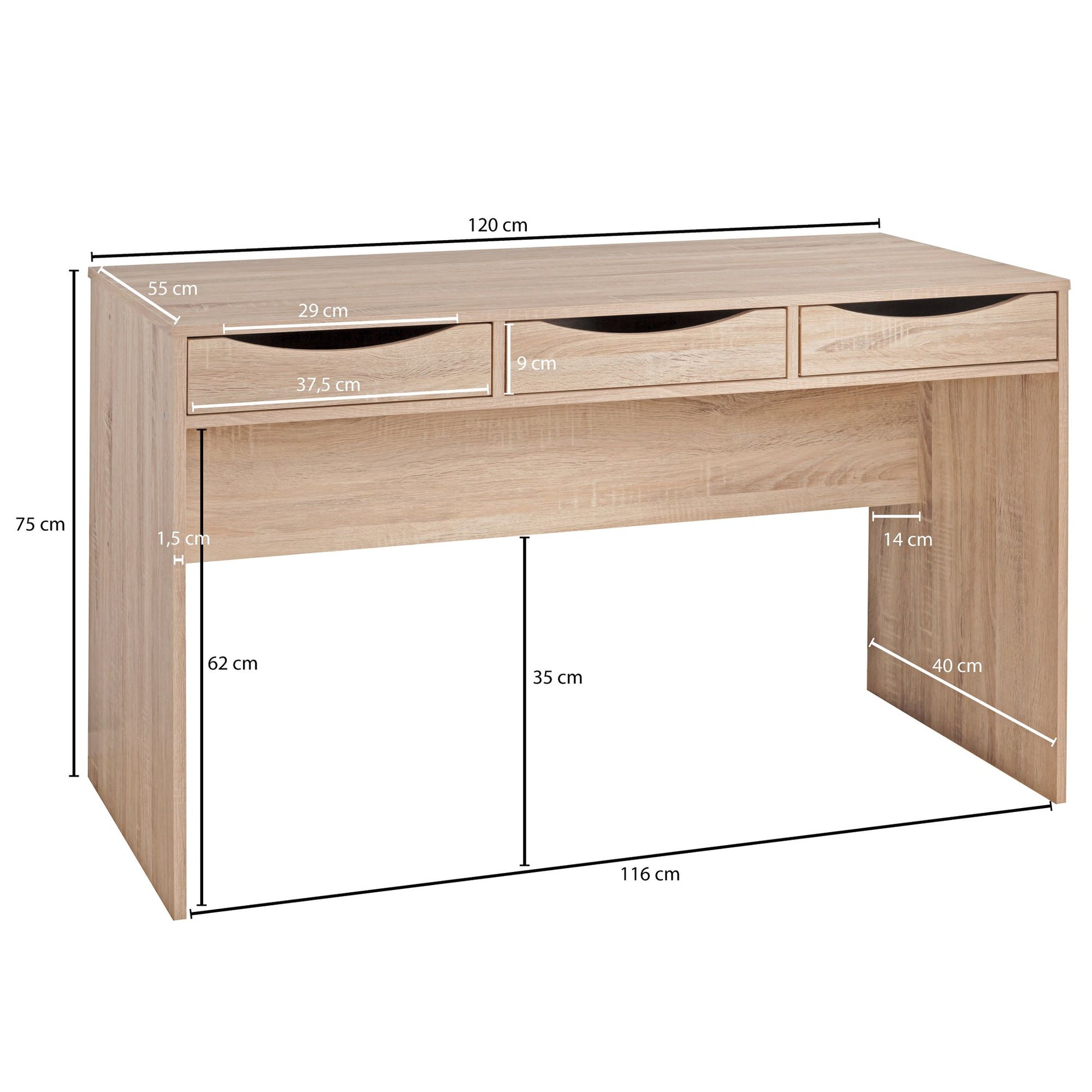Nancy's Altoona Bureau - Kantoortafel - Computertafel - Laptoptafel - Sonoma - 120 x 55 x 75 cm