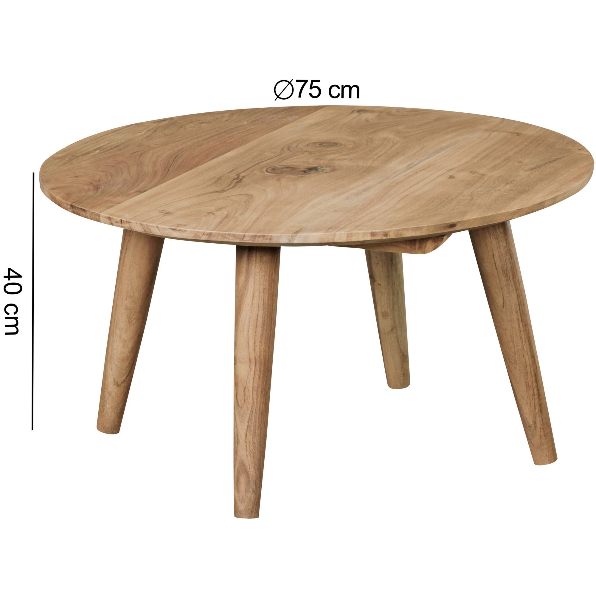 Table basse Fulshear de Nancy - Table basse - Bois massif - Bois d'acacia - Table ronde - 75 x 75 x 40 cm