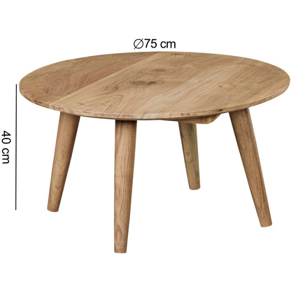 Nancy's Fulshear Coffee Table - Coffee Table - Solid Wood - Acacia Wood - Round Table - 75 x 75 x 40 cm