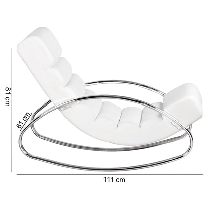 Chaise longue Lehi de Nancy - Chaise à bascule - Fauteuil relax - Ergonomique - Chaise relax - Blanc - Simili cuir - Métal