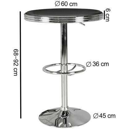 Nancy's Manistee Bartafel - Bistrotafel - Hoge Tafel - Statafel - In hoogte verstelbaar - Retro - wart - Aluminium - Ø 60 x 68-92 cm