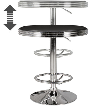 Nancy's Manistee Bartafel - Bistrotafel - Hoge Tafel - Statafel - In hoogte verstelbaar - Retro - wart - Aluminium - Ø 60 x 68-92 cm