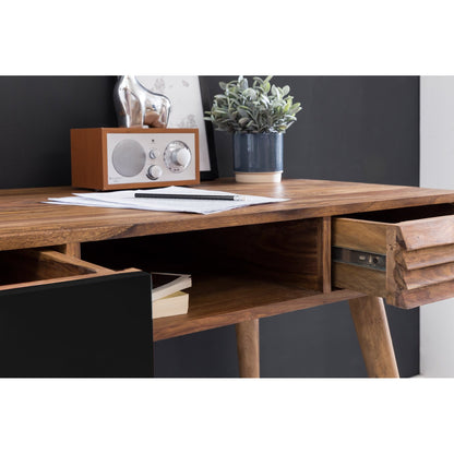 Nancy's Vernal Desk - Table de bureau - Table d'ordinateur portable - Bois massif Sheesham - Marron - Blanc - Tiroirs