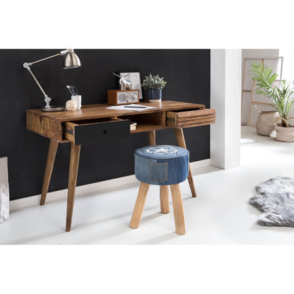 Nancy's Vernal Desk - Table de bureau - Table d'ordinateur portable - Bois massif Sheesham - Marron - Blanc - Tiroirs