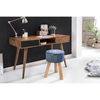 Nancy's Vernal Desk - Table de bureau - Table d'ordinateur portable - Bois massif Sheesham - Marron - Blanc - Tiroirs