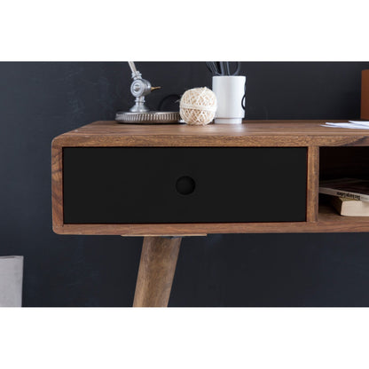 Nancy's Vernal Desk - Table de bureau - Table d'ordinateur portable - Bois massif Sheesham - Marron - Blanc - Tiroirs