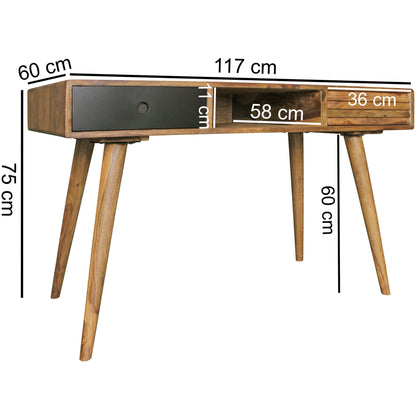 Nancy's Vernal Desk - Table de bureau - Table d'ordinateur portable - Bois massif Sheesham - Marron - Blanc - Tiroirs