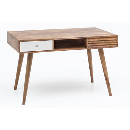 Nancy's Vernal Desk - Table de bureau - Table d'ordinateur portable - Bois massif Sheesham - Marron - Blanc - Tiroirs