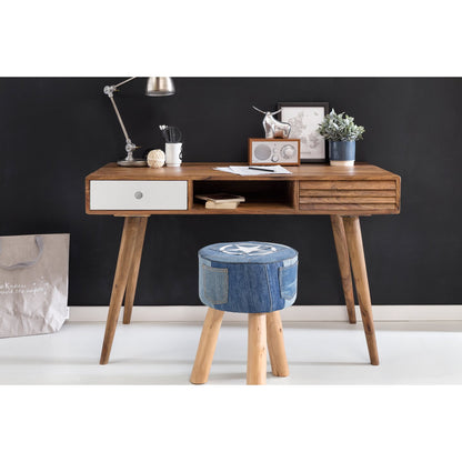 Nancy's Vernal Desk - Table de bureau - Table d'ordinateur portable - Bois massif Sheesham - Marron - Blanc - Tiroirs