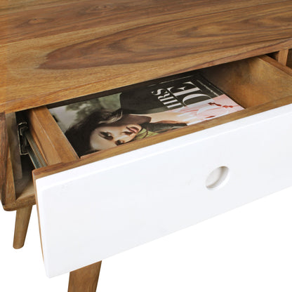 Nancy's Vernal Desk - Table de bureau - Table d'ordinateur portable - Bois massif Sheesham - Marron - Blanc - Tiroirs